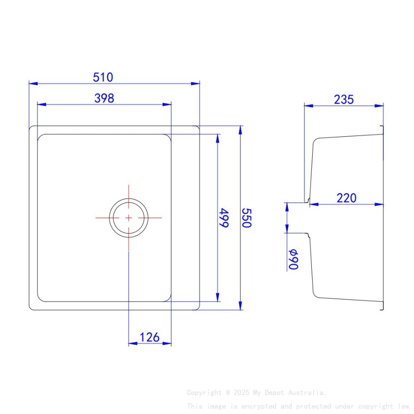 Size:550*510*235mm Bowl Size:499*398*235mm Matte Black Laufey Granite Laundry/Bar Sink