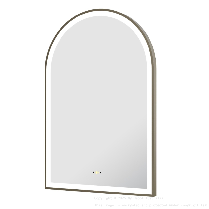 Size: 600(W)*900mm(H) Gun Metal Ellips Framed LED Mirror