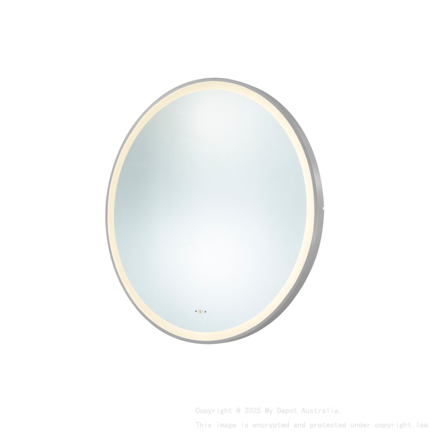 900X900X32mm Brushed Nickle Orbis Framed LED Mirror