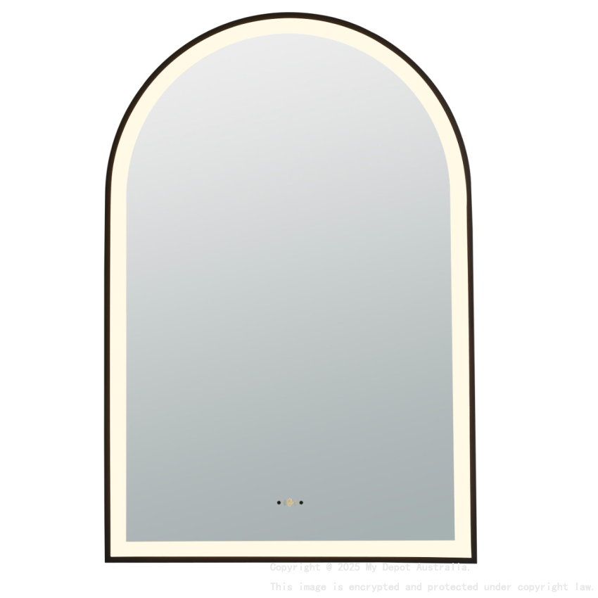 600(W)*900mm(H) Matte Black Ellips Framed LED Mirror