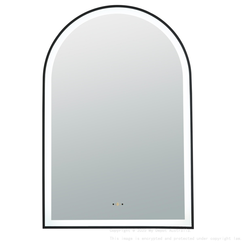 600(W)*900mm(H) Matte Black Ellips Framed LED Mirror