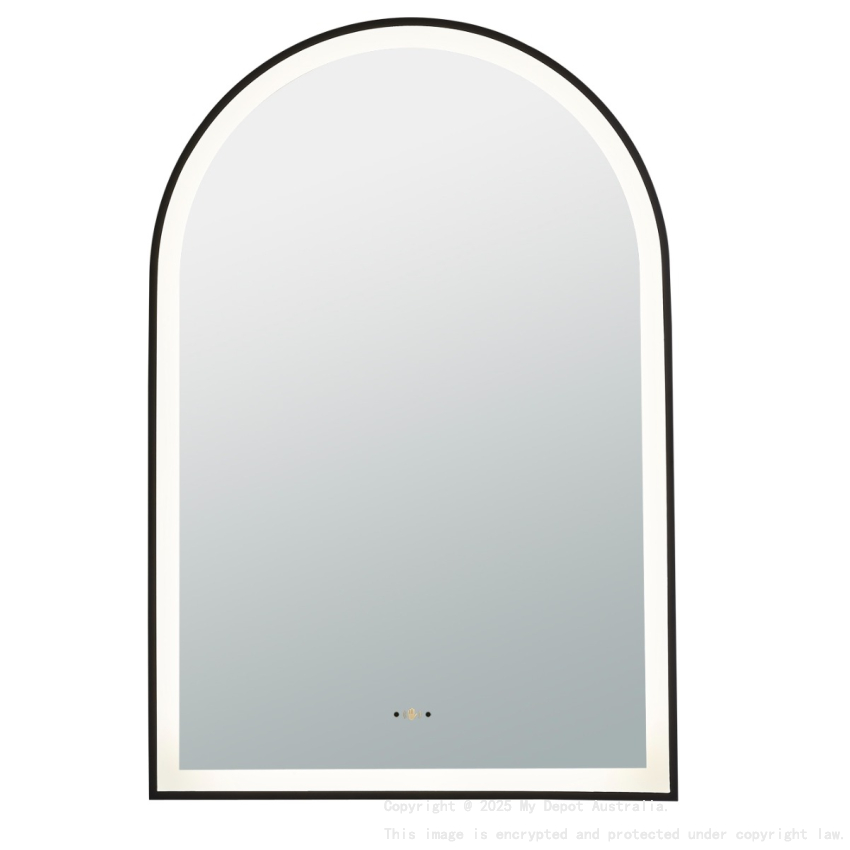 600(W)*900mm(H) Matte Black Ellips Framed LED Mirror