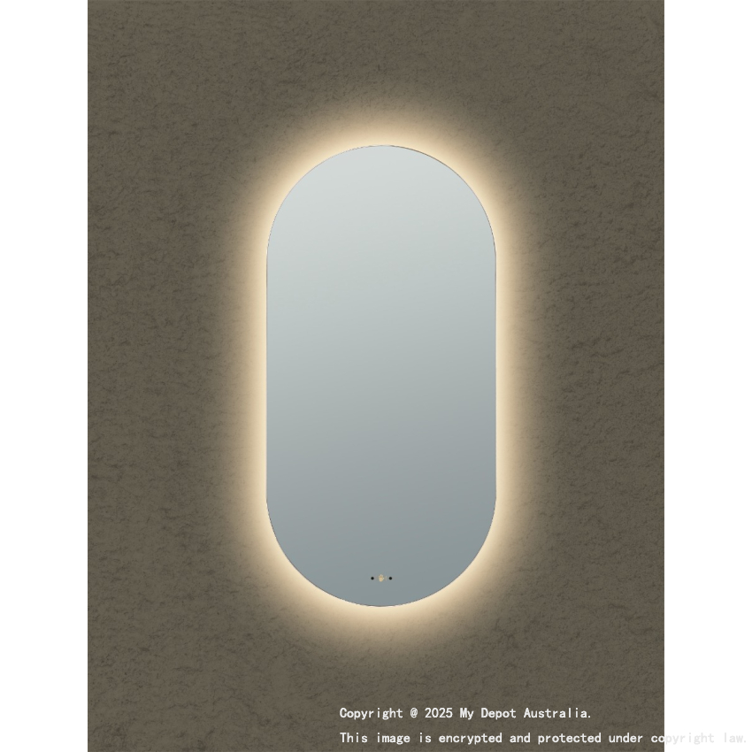 450(W)*900mm(H) Ellips LED Back Lit Mirror Pencil Edge