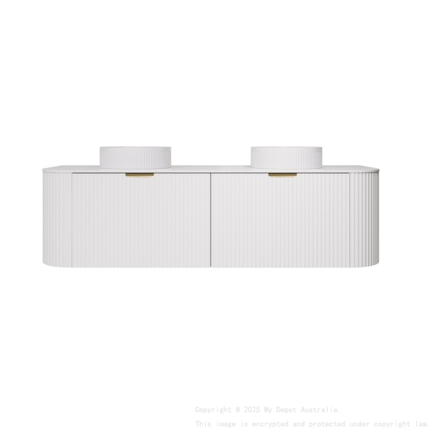 1490X455X400mm Matte White Agena Modern Fluted Wall Hung Vanity PVC Cabinet