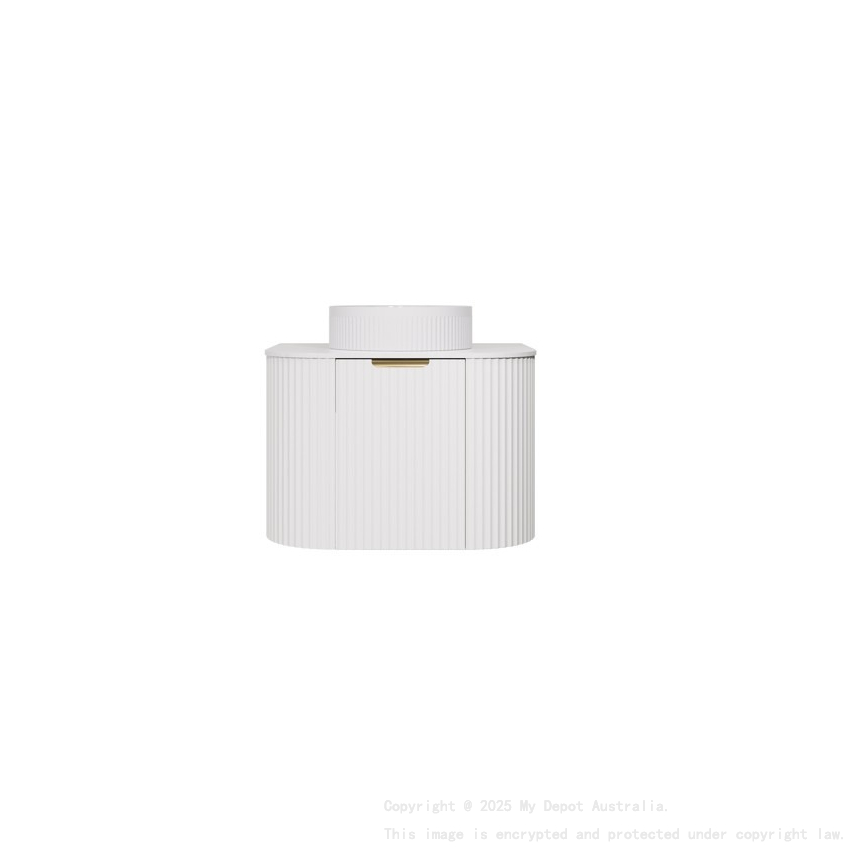 590X455X470mm Matte White Agena Modern Fluted Wall Hung Vanity PVC Cabinet