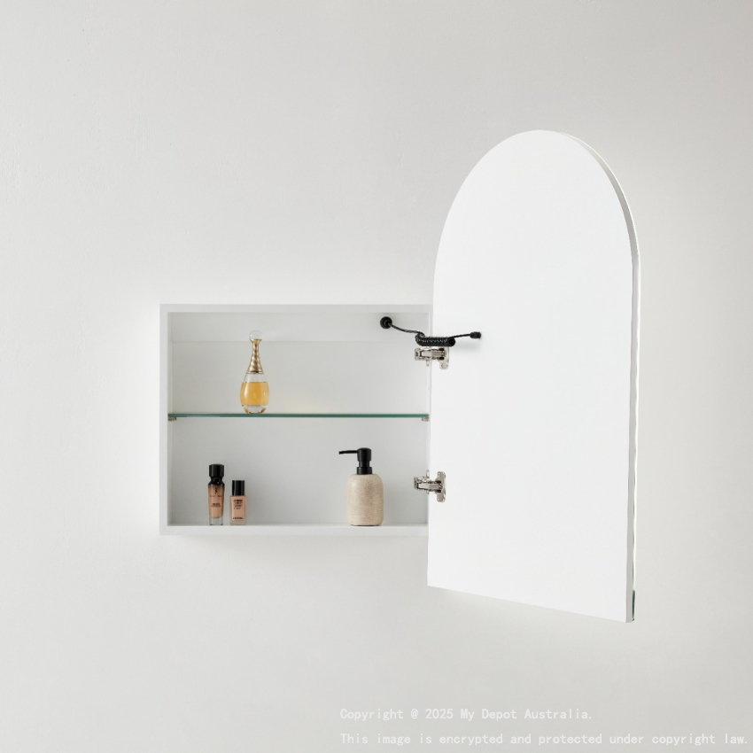 600X900X155mm Matte White Allison Arch LED Shaving Cabinet