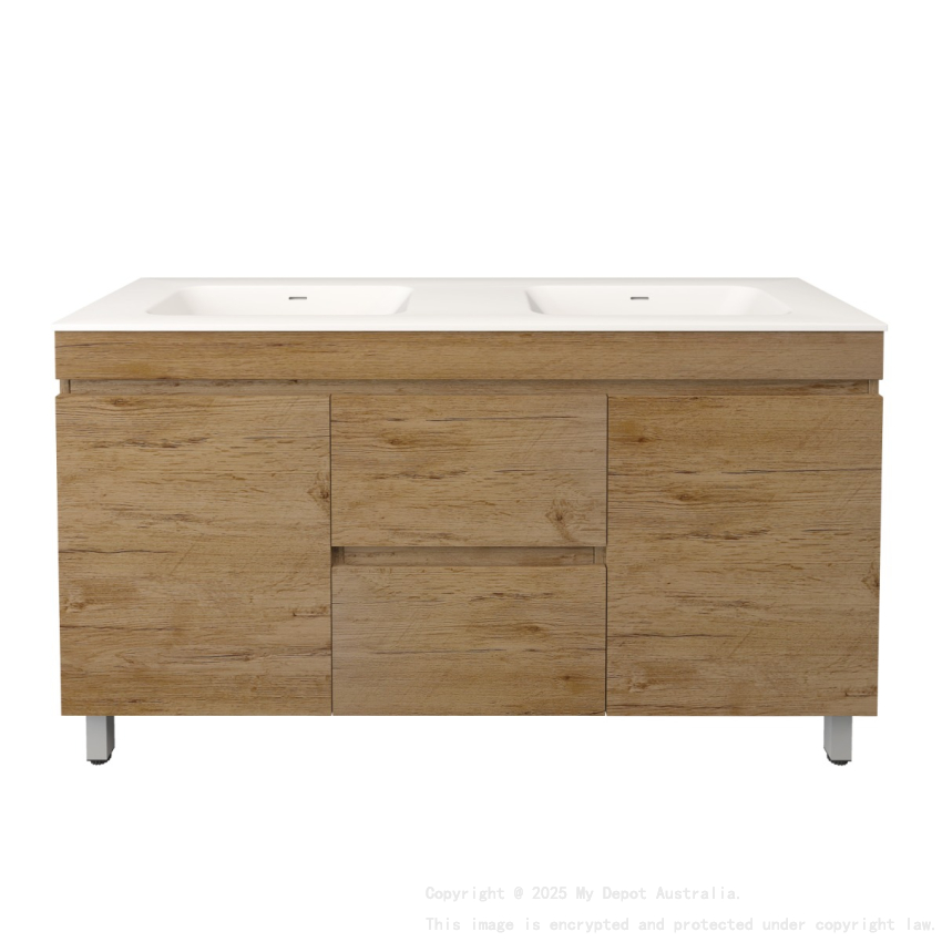 1490X455X710mm Camden Modern Free Standing Cabinet Prime Oak Soft Closing Finger Pull Doors Middle Drawers