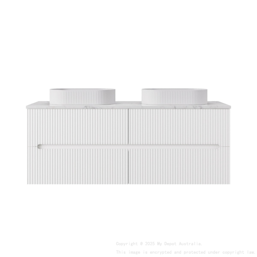 1490*455*540mm Matte White Cabarita Morden Wall Hung PVC Cabinet For Double Bowl Only