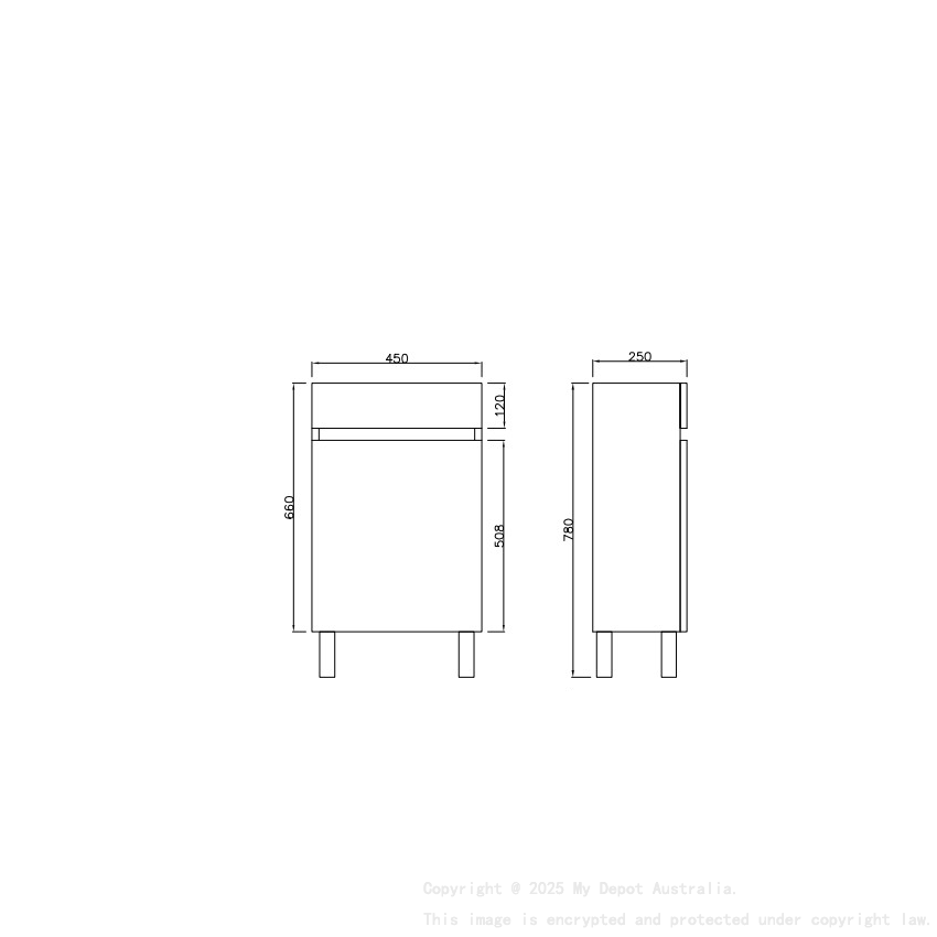 420X250X500mm Camden Modern Free Standing Cabinet Prime Oak Soft Closing Finger Pull Doors