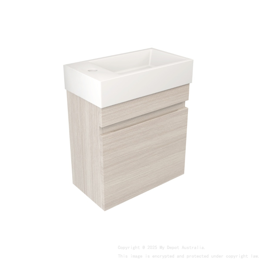 420X250X500mm Camden Modern Wall Hung Cabinet Coastal Oak Soft Closing Finger Pull Doors