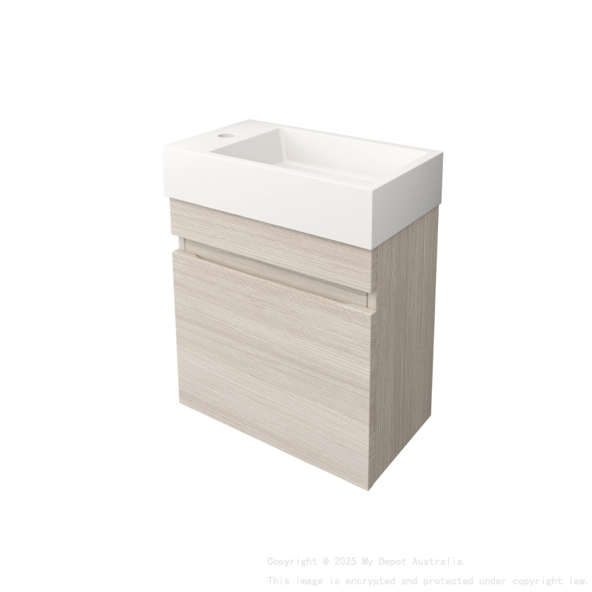 420X250X500mm Camden Modern Wall Hung Cabinet Coastal Oak Soft Closing Finger Pull Doors