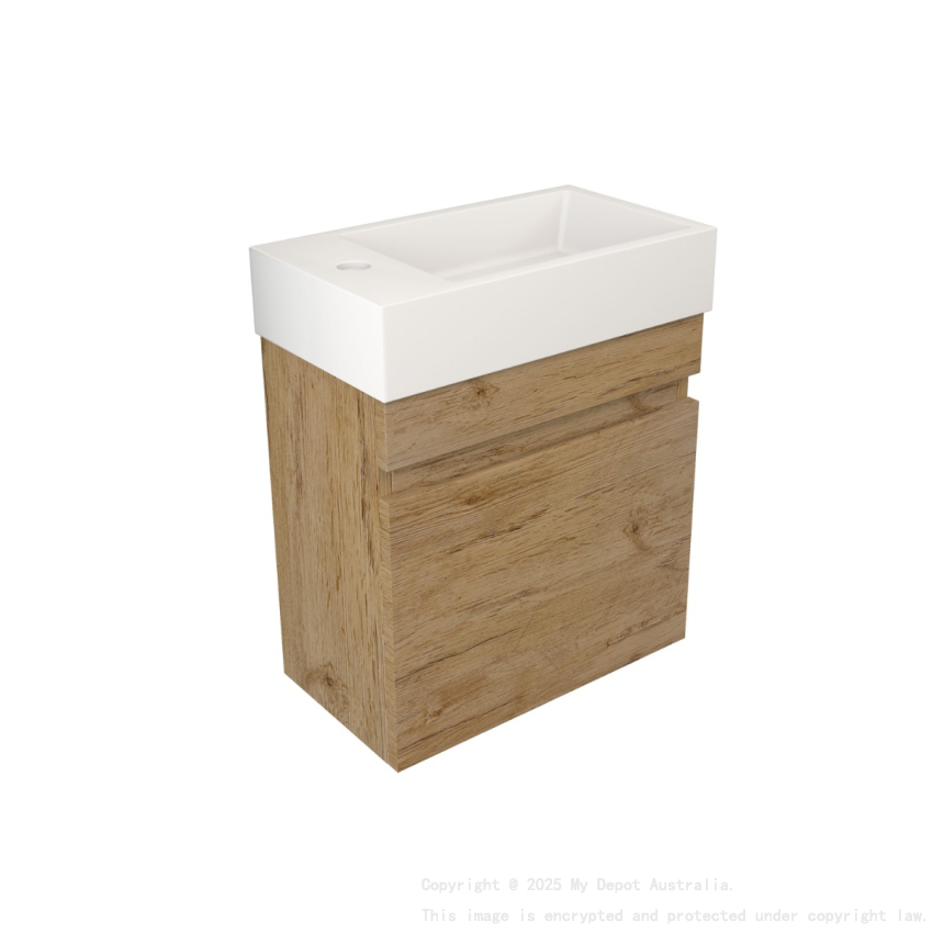 420X250X500mm Camden Modern Wall Hung Cabinet Prime Oak Soft Closing Finger Pull Doors