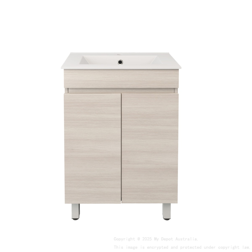 590X355X710mm Camden Modern Free Standing Cabinet Coastal Oak Soft Closing Finger Pull Doors