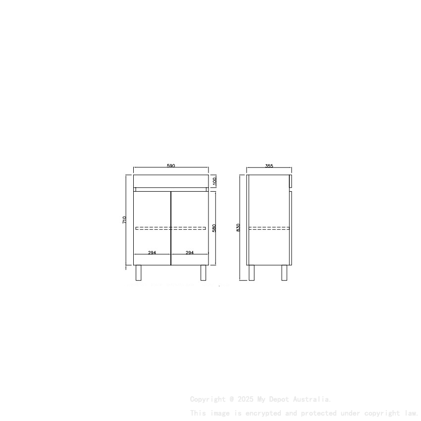 590X355X710mm Camden Modern Free Standing Cabinet Coastal Oak Soft Closing Finger Pull Doors