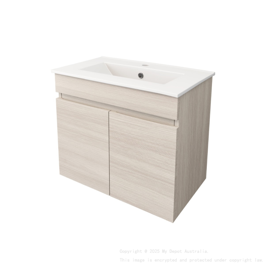 590X370X500mm Camden Modern Wall Hung Cabinet Coastal Oak Soft Closing Finger Pull Doors