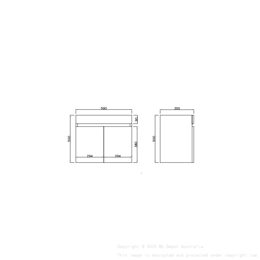 590X370X500mm Camden Modern Wall Hung Cabinet Prime Oak Soft Closing Finger Pull Doors