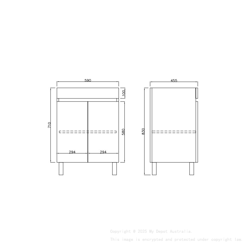 590X455X710mm Camden Modern Free Standing Cabinet Prime Oak Soft Closing Finger Pull Doors