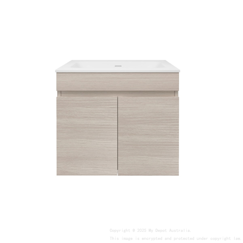 590X455X500mm Camden Mordern Wall Hung Cabinet Coastal Oak Soft Closing Finger Pull Doors