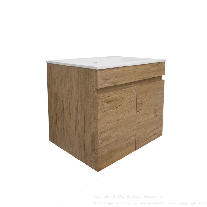 590X455X500mm Camden Mordern Wall Hung Cabinet Prime Oak Soft Closing Finger Pull Doors