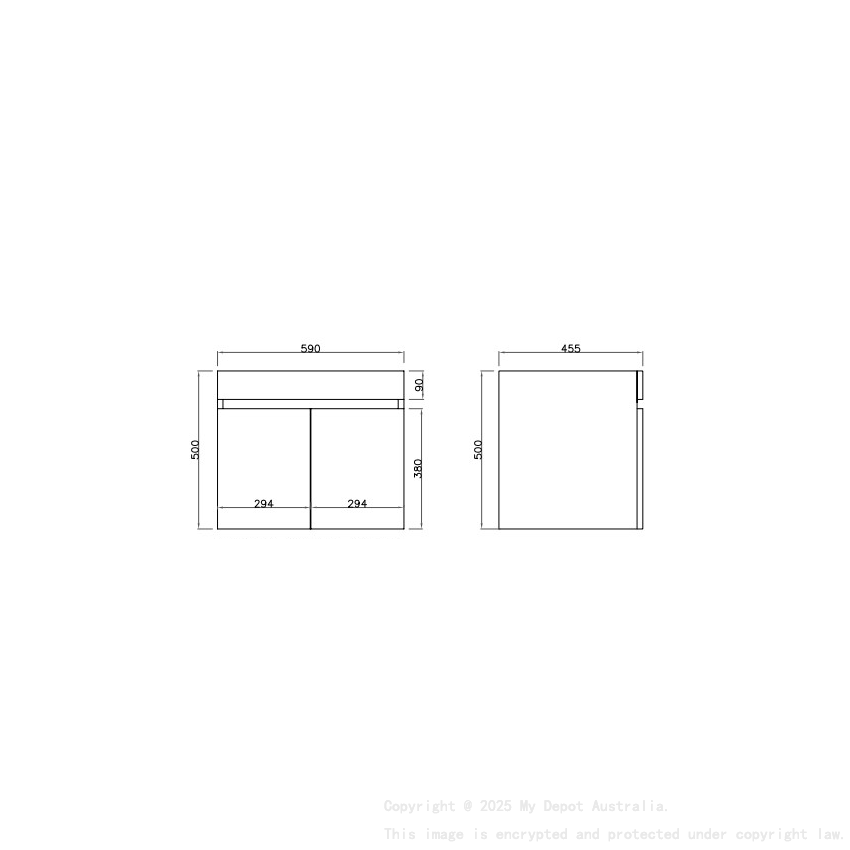 590X455X500mm Camden Mordern Wall Hung Cabinet Coastal Oak Soft Closing Finger Pull Doors