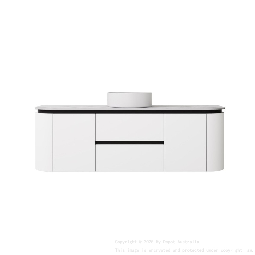 1490X455X470mm Matte Black And White Devito Modern Wall Hung Vanity PVC Cabinet