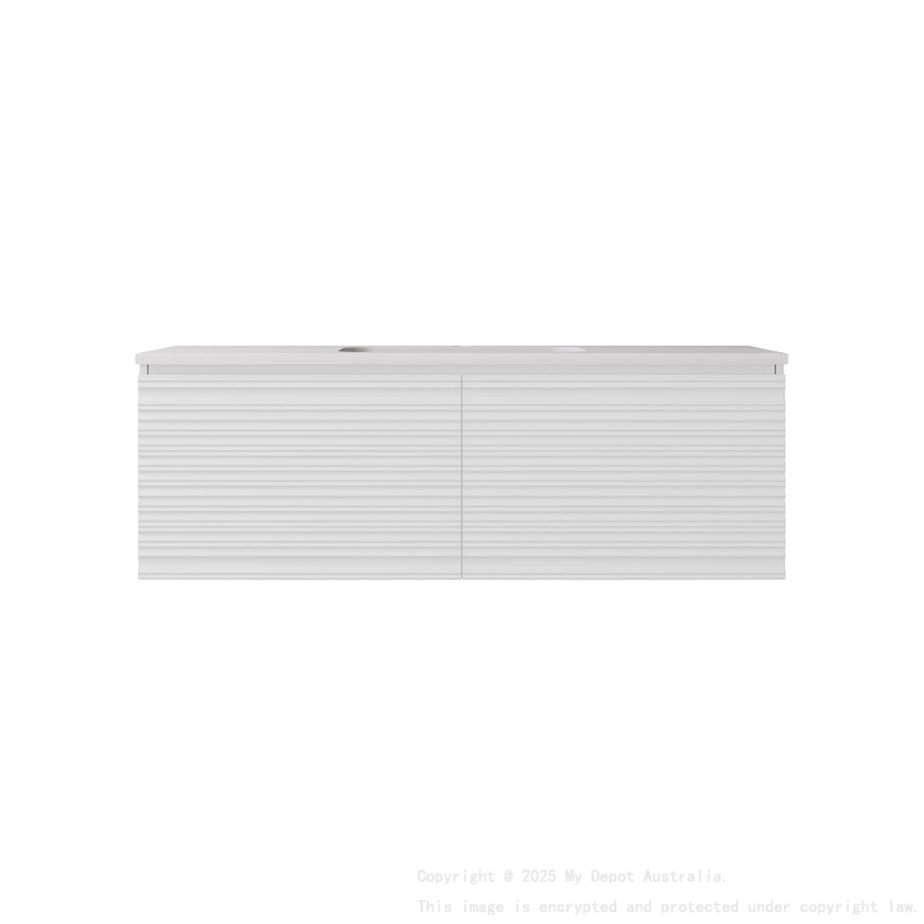 1190x455x400mm Matte White Sedona Modern Fluted Wall Hung PVC Cabinet