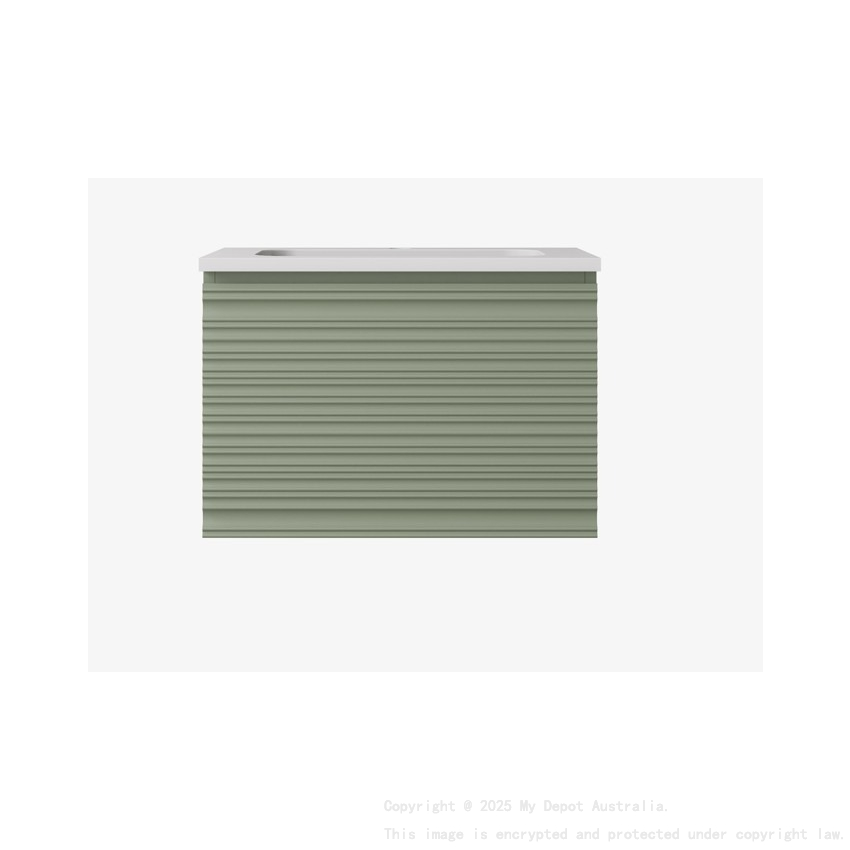 590x455x400mm Olive Green Sedona Modern Fluted Wall Hung PVC Cabinet