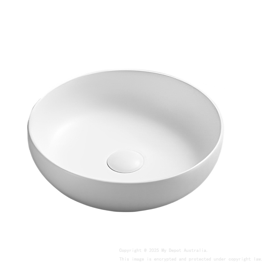 377*377*110mm Matte White Oban Fine Ceramic Above Counter Basins No Overflow 32mm Waste