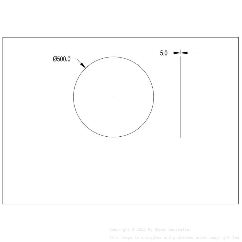 500X500X5mm Orbis Pencil Edge Mirror