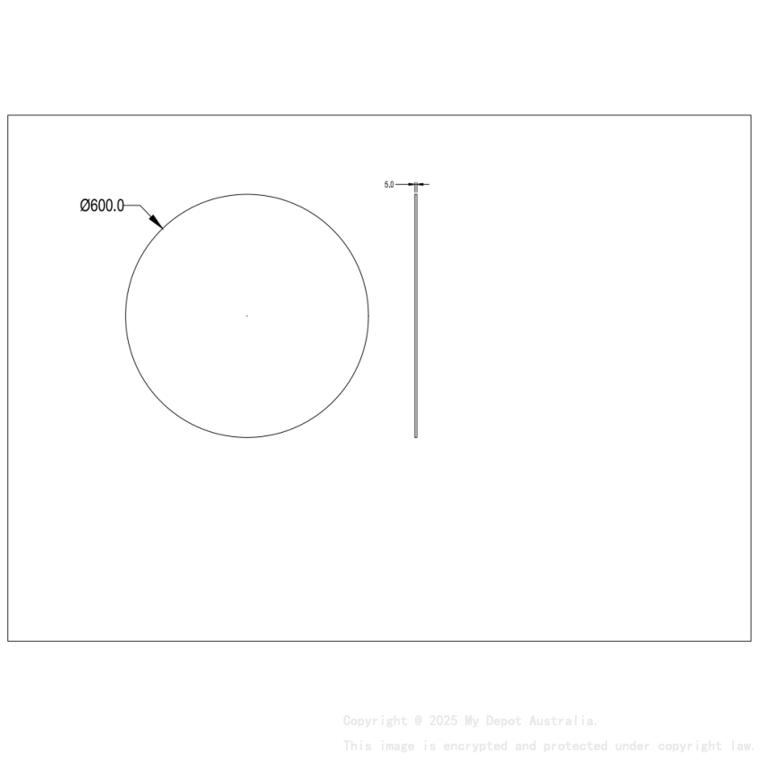 600X600X5mm Orbis Pencil Edge Mirror