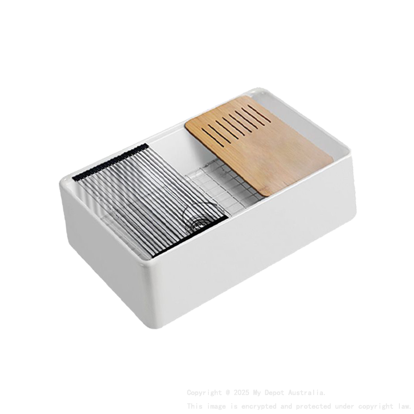 Size:835*508*254mm Bowl Size:799*436*232mm Gloss White Orta Fine Fireclay Farmhouse Sink With Work Station Single Bowl