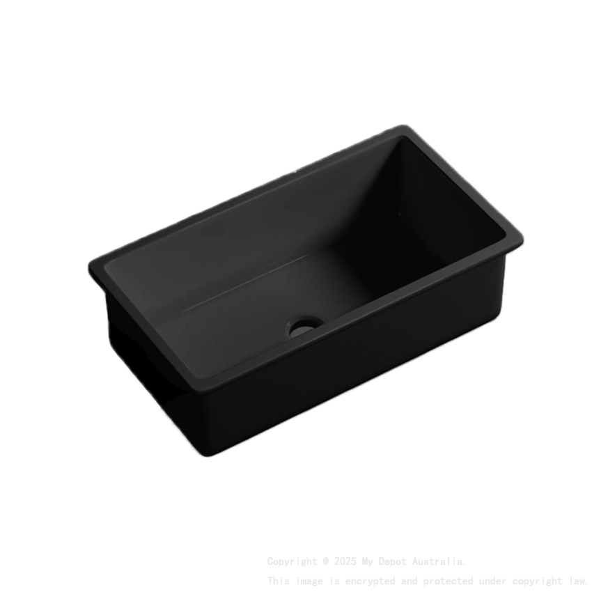 Size:760*459*254mm Matte Black Procida Fine Fireclay Inset/Undermount Sink Single Bowl Grid And Waste Included