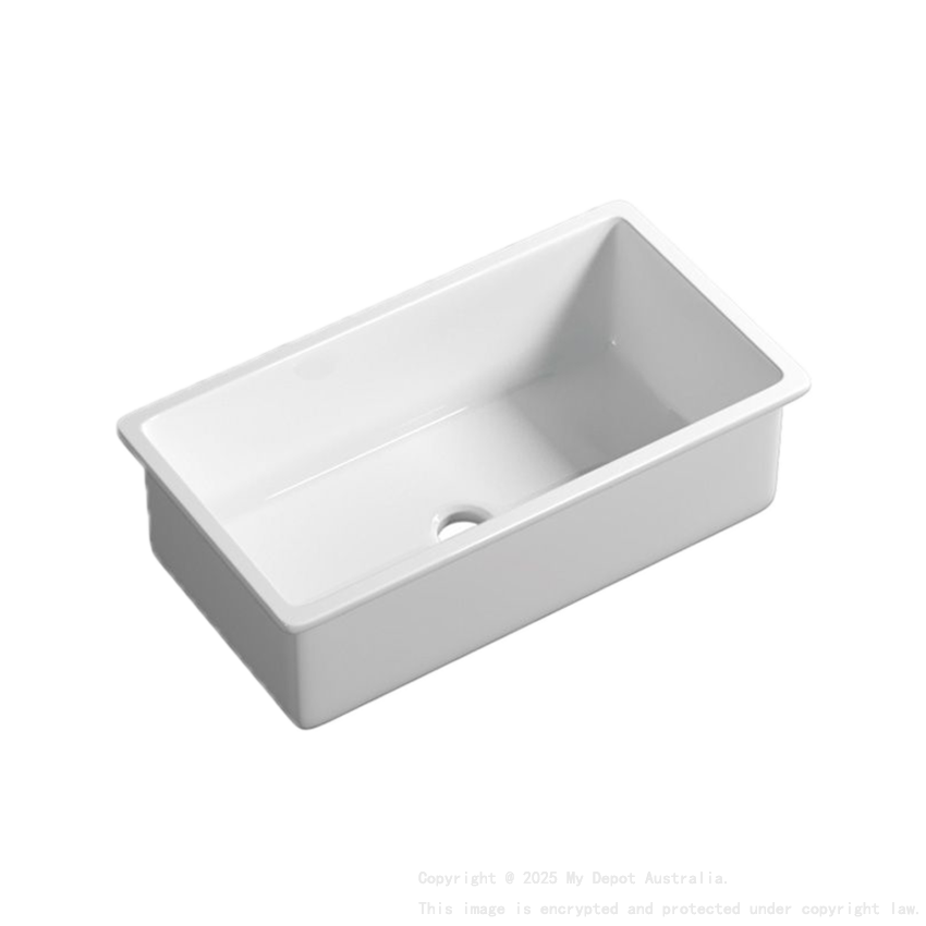 Size:813*483*254mm Gloss White Procida Fine Fireclay Inset/Undermount Sink Single Bowl Grid And Waste Included