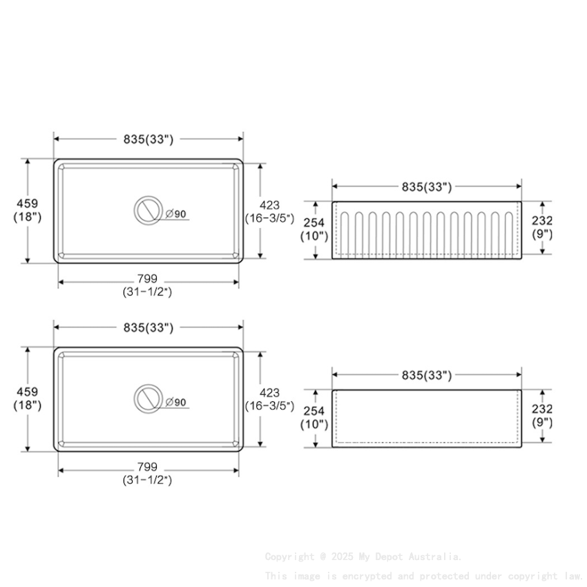 Size:835*459*254mm Bowl Size:799*423*232mm Matte Black Rocca Fine Fireclay Farm House Buttler Sink Single Bowl
