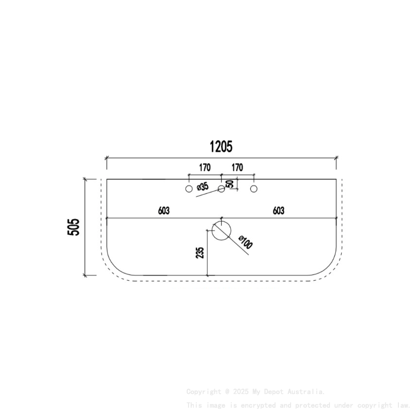1205X505X12mm Calacatta Artic White Solid Surface Stone Top