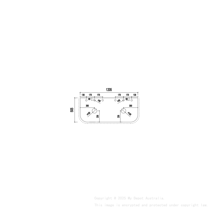 1205X505X12mm Calacatta Night Solid Surface Curve Stone Top