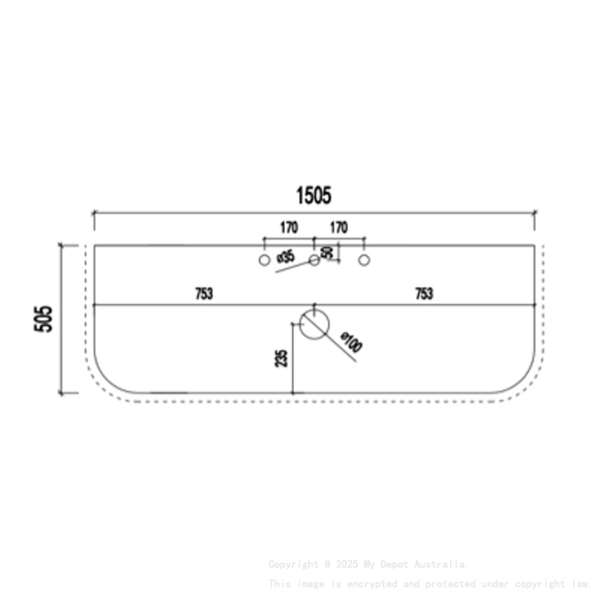 1505X505X20mm Blanco White(WG034) Zero Silica Engineer Curve Stone Top
