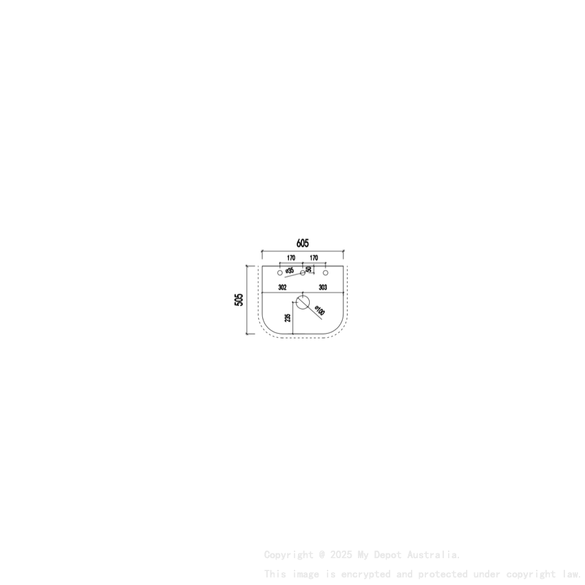 605X505X12mm Calacatta Night Solid Surface Curve Stone Top