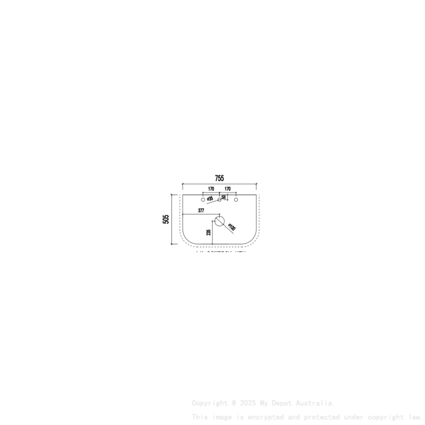 755X505X18mm Carrara White Marble Curve Stone Top
