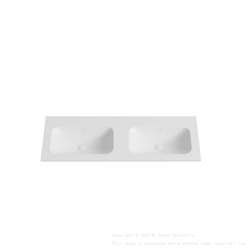 1205X465X145 Matte White Chasey Solid Surface Stone Basin Double Bowl
