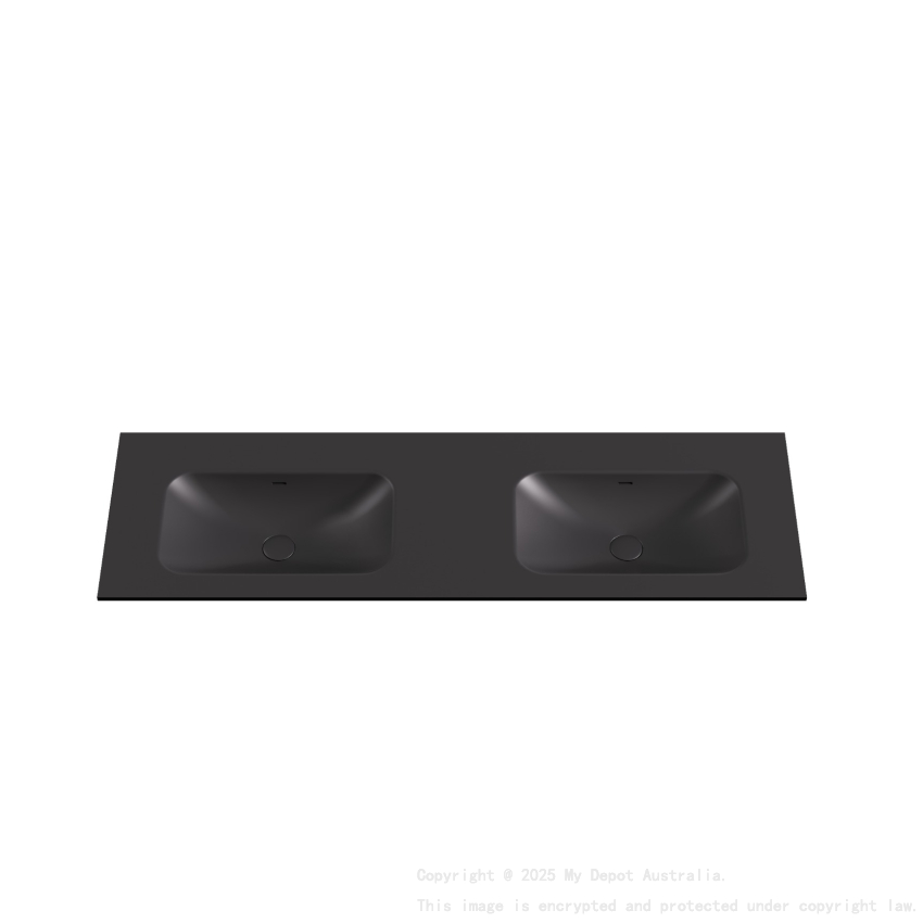1505X465X145 Matte Black Chasey Solid Surface Stone Basin Double Bowl