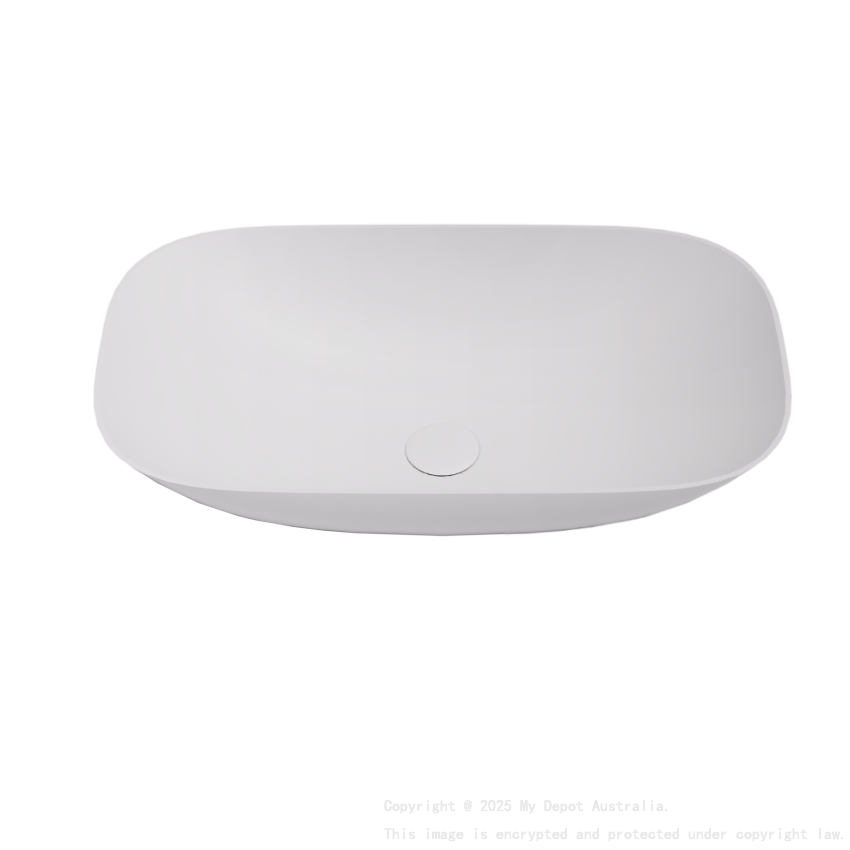 630*360*150mm Matt White Perry Solid Surface Stone Above Counter Basin 32mm Waste