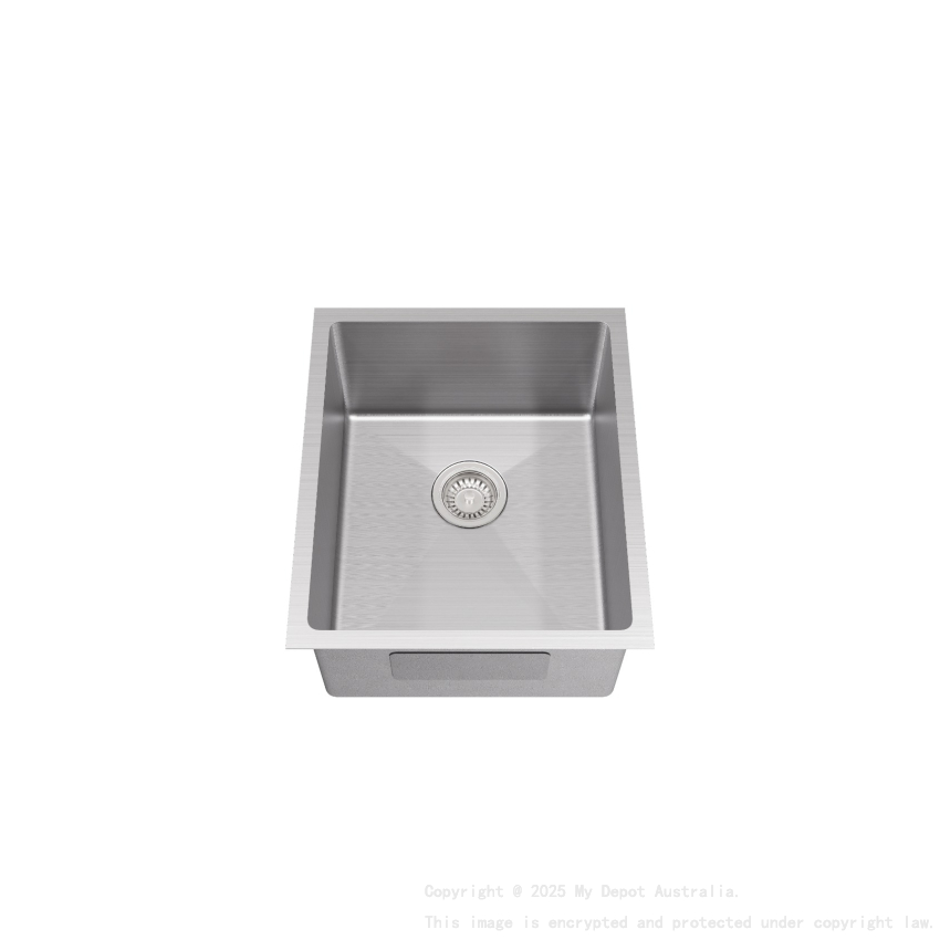 Bowl Size:340X400X230mm Overall Size:380X440X230mm Brushed Stainless Steel Kliff Hand Made Stainless Steel Sinks