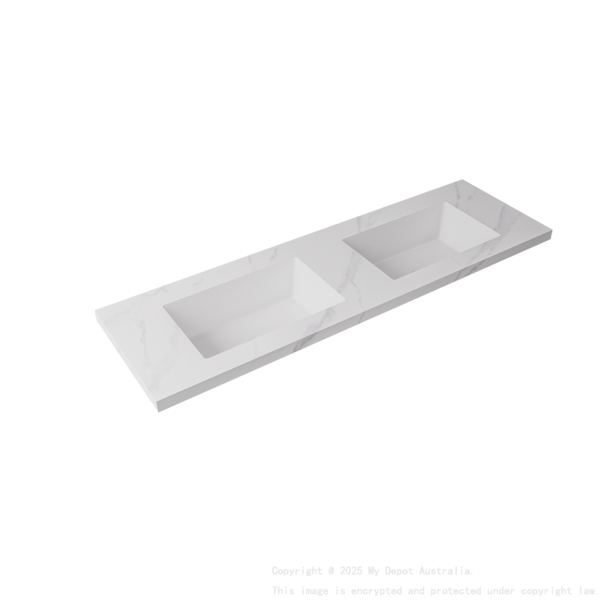 1500x460x190mmCarrara White Sintered Stone Seamlessjoined With Fine Ceramic Basin Double Bowl No Tap Hole