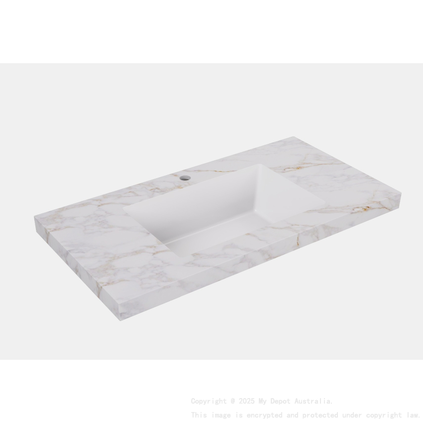 1505X465X50mm Carrara Gold Sintered Stone Semless Joined With Fine Ceramic Basin Stone Single Bowl