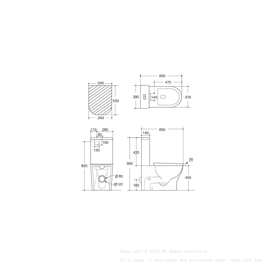 650*390*900mm Verona Tornado Rimless Toilet Suite
