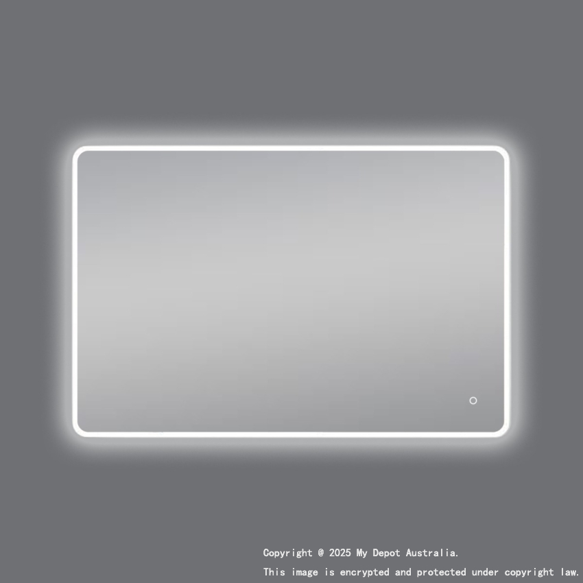 900*750mm Curved Rim Rectangle 3 Color Lighting Acrylic LED Mirror Touch Sensor Switch Wall Mounted Vertical or Horizontal
