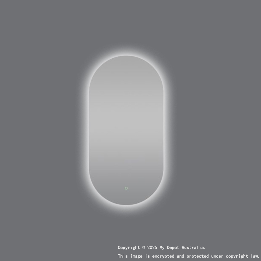 600*900mm Oval 3 Color Lighting Acrylic LED Mirror Touch Sensor Switch Defogger Pad Wall Mounted