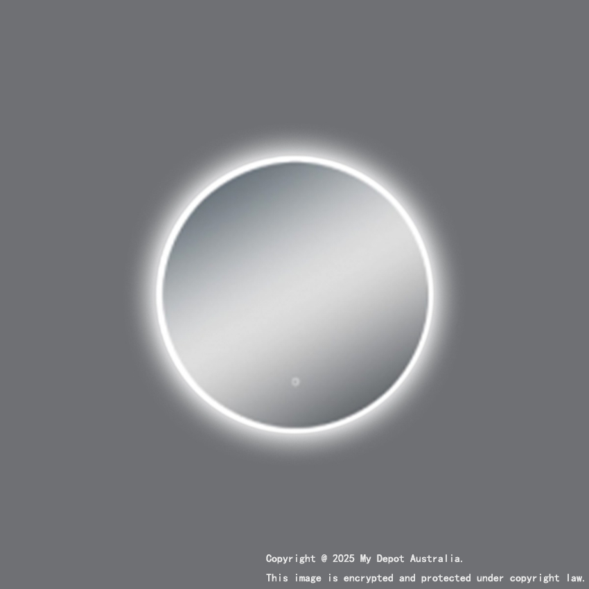 600mm Round 3 Color Lighting Acrylic LED Mirror Touch Sensor Switch Defogger Pad Wall Mounted