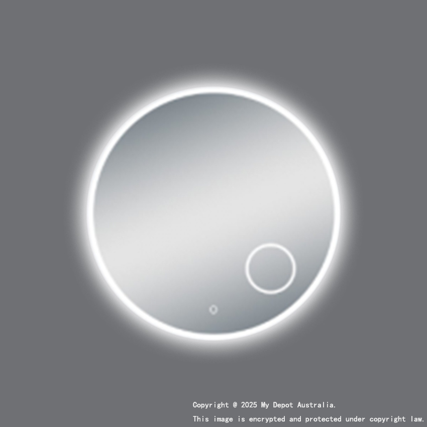 900mm Round 3 Color Lighting Acrylic LED Mirror Touch Sensor Switch Defogger Pad Wall Mounted(Come with Magnifier)